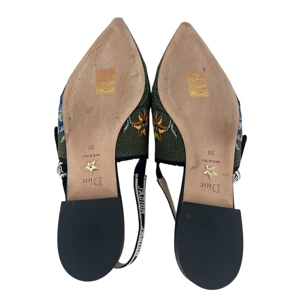 Christian Dior J'adior Embroidered Floral Sling Back Flats - Picture 14 of 14